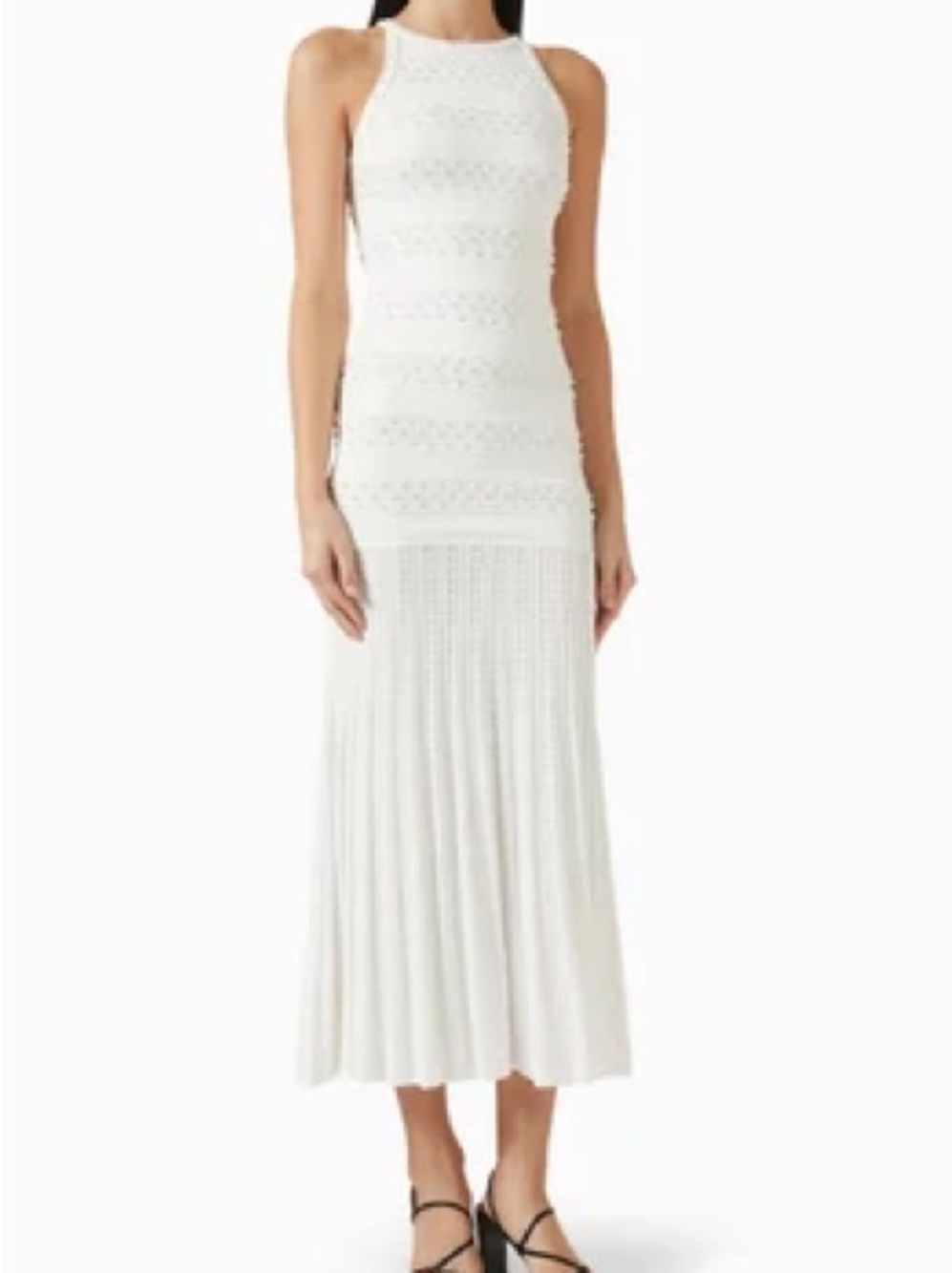 Sandro White Knit Maxi Dress with Short Cardigan Overlay - Picture 4 of 4